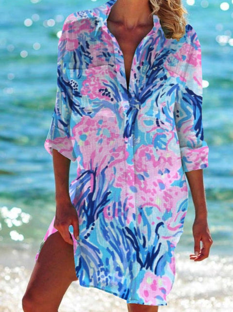 Veste de bikini, maillot de bain, cardigan, chemise de plage imprimée pour femme, m301274 