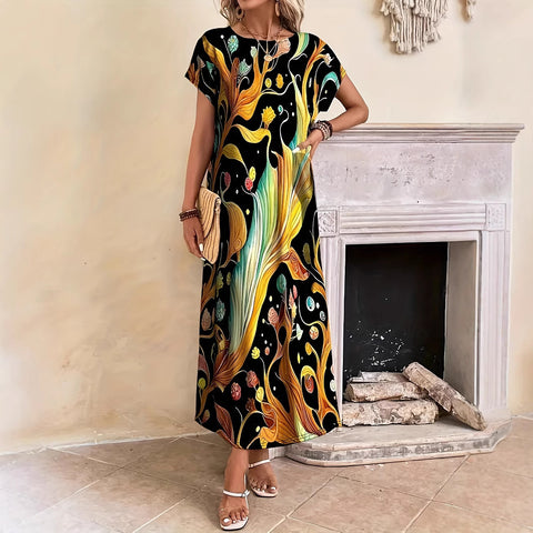 Robe élégante imprimée à manches courtes m301202 