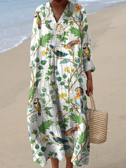 Robe décontractée à manches imprimées en 3D pour femme, motif floral, m301071