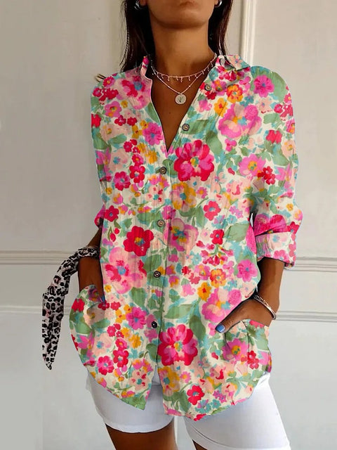 Sommertrend Langarmshirt Blumenmuster Druck 3D Shirt m301226 