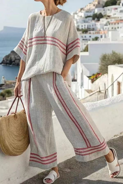 Ramie Bamboo Fiber Top Women's Summer Loose Casual Versatile V-Neck Feifei Sleeve Shirt m301525