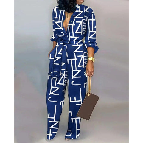 Lockerer Jumpsuit in Übergröße mit hoher Taille, lässiger Jumpsuit mit geradem Bein, Euro M300189 