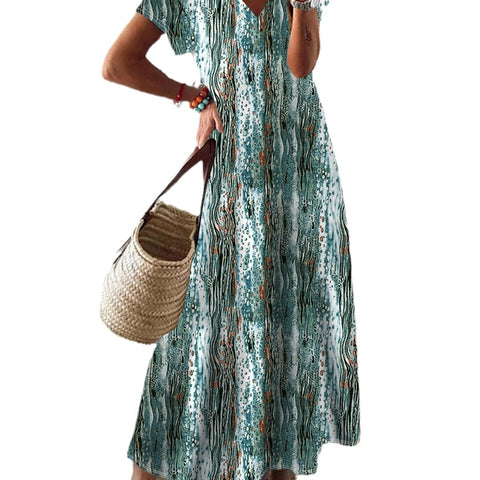 Großes Swingkleid mit böhmischem Print m300011