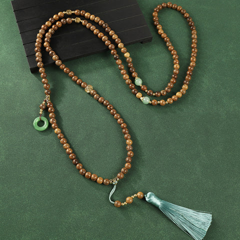 Guofeng Umhängekette Ya Bai Buddha Perlenkette mit Fransen Retro Pulloverkette m3331290 