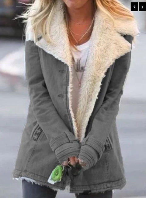 Hot Sale Autumn and Winter Solid Color Plush Hooded Medium and Long Jacket Female m301987