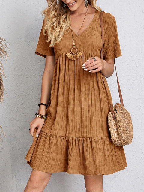 Sommer lose beiläufige Kurzarm-Taille elegantes Kleid m300029 