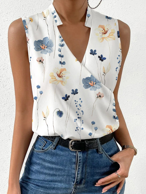 Summer Women's Chiffon Shirt Pullover V-Neck Sleeveless Women's Shirt m301554