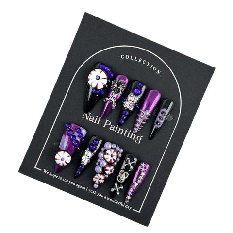 Grandiose et cool, pièce d'ongle sombre, sens avancé, patch d'ongle fait main pur m3331198 