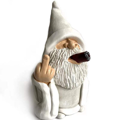 Gartenstatue aus rauchendem Zwergharz, Kunsthandwerk eines weißen bärtigen älteren Mannes m3330989 