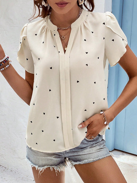 Sommer V-ausschnitt liebe blütenblatt ärmel hemd temperament bluse m300949 
