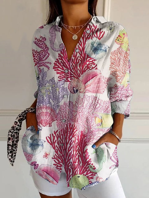 Sommertrend Langarmshirt Blumenmuster Druck 3D Shirt m301226 