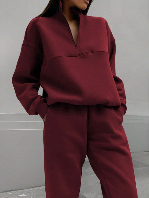 Casual fashion thickened long-sleeved sweater and trousers two-piece set m302209