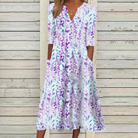 Bedrucktes Kleid mit halblangen Knöpfen M300188 