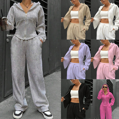 Zweiteiliger trendiger Kapuzen-Cardigan, schlanker, lässiger Zweiteiler für Damen, m300946 