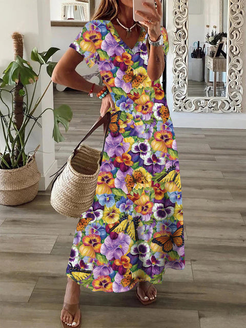 Robe trapèze à imprimé bohème m300011