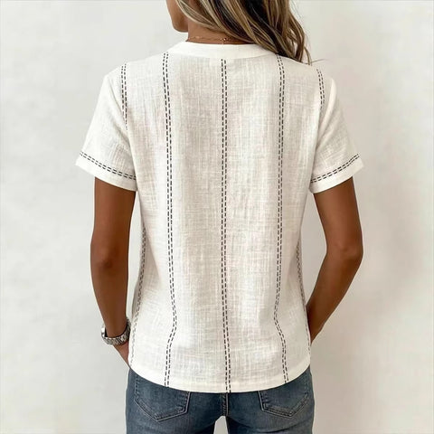 Loose casual explosion printed button-up collar short-sleeved women's shirt m302695