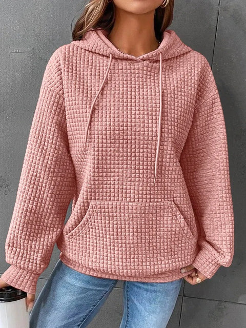 Loose pullover hooded long-sleeved sweater women's drawstring shoulder kangaroo pocket hoodie m301919