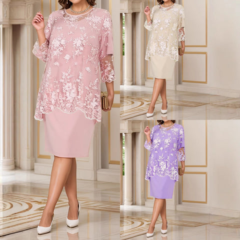 Robe de soirée en dentelle imitation deux pièces m301200 