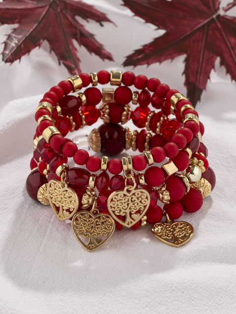 Nouveau bracelet bohème créatif à pompons et perles multicouches m3331286