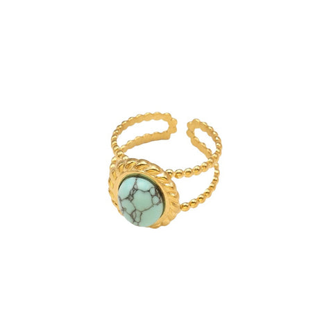 Bague de luxe légère en acier titane plaqué or, résistante à la décoloration, m3331184