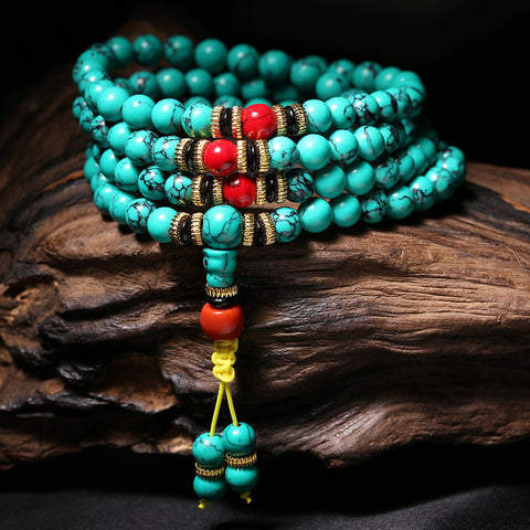 Bracelet turquoise 108 perles, bracelet turquoise bleu m3331227