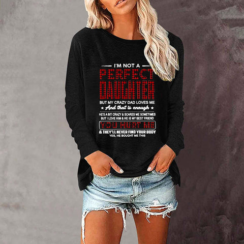 Lose rundhals außenhandel druck langarm frauen T-shirt top m300920 