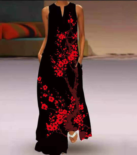 Robe fleurie à col en V M300202 