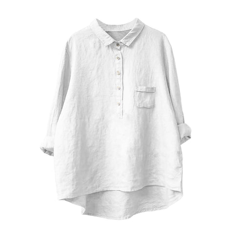 Long Sleeve Bamboo Linen Printing Fashion Versatile Lapel Shirt m301040