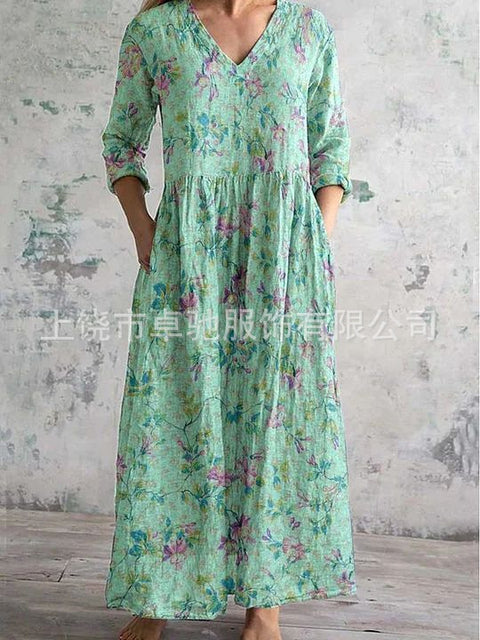 3D printing summer casual loose long-sleeved dress m301729