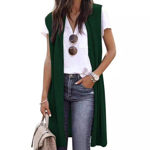 Cardigan tendance mi-long sans manches pour femme M300300 