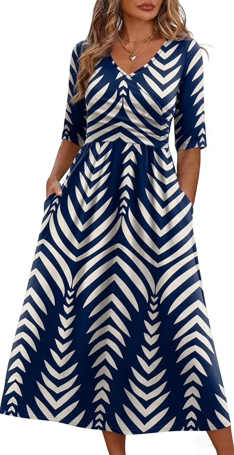 Summer v-neck pocket dress m302897