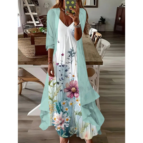 Women's inner dress two-piece floral print dress m302894