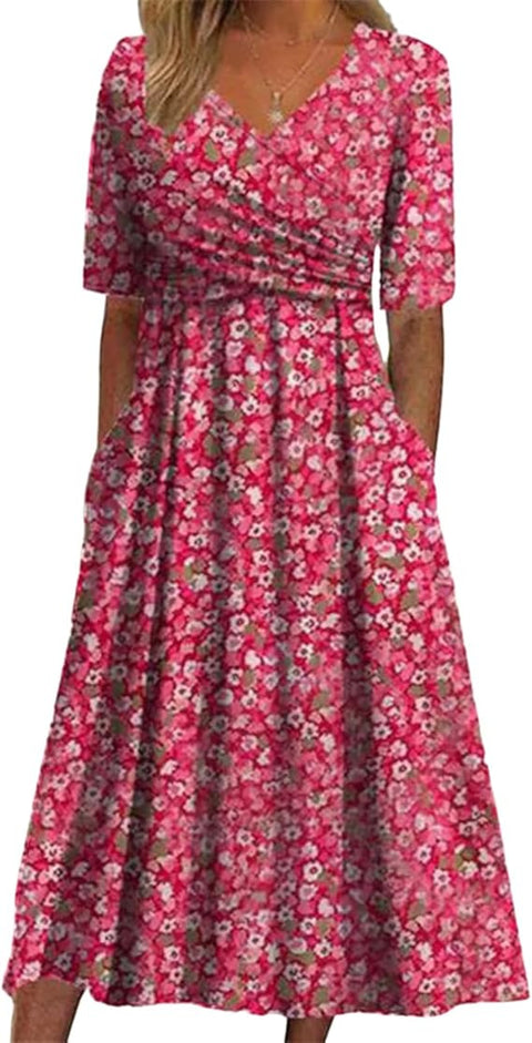 Summer v-neck pocket dress m302897