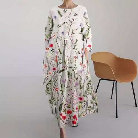 Lose neue retro floral lose frauen gedruckt lange kleid m300916 