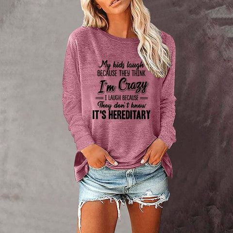 Lose rundhals außenhandel druck langarm frauen T-shirt top m300920 