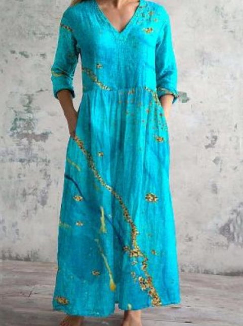 Robe mi-longue à imprimé floral pour femme m301039