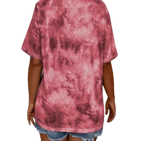Neues Damen-T-Shirt mit Batikmuster und Seil-Print, lässige Mode, kurzärmelig, m301446 