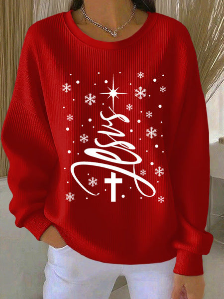 Loose outer wear lazy wind snowflake Christmas tree mix and match casual commuter sweater m302516-3