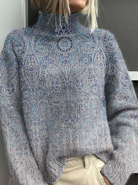 Christmas abstract print casual cape jacket cardigan sweater m302114