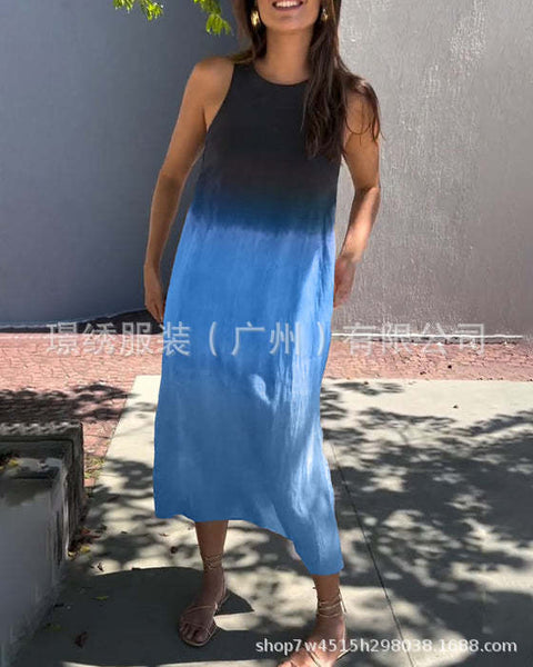 Women's dress AliExpress loose sleeveless printed vest long dress dress m302053