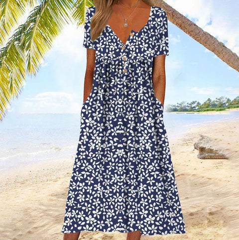 Robe boutonnée avec cardigan à poches imprimé m300714 