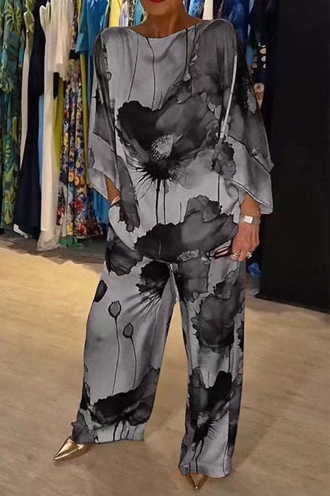 Urban casual elegant broken card one-word collar loose print batman shirt m301528