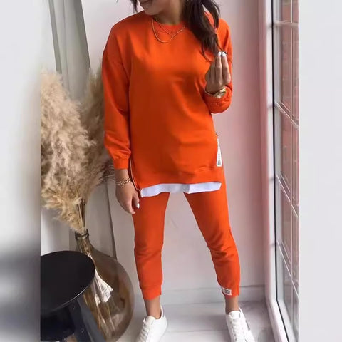 Splicing fake two-piece sweater sweatpants set m302319