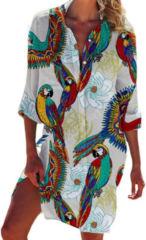Bikinijacke Shirt Badeanzug Strickjacke Damen bedruckt Resort Strandshirt m301274 