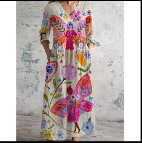 3D-Druck Sommer urban lässig lockeres Kleid Damen m301037