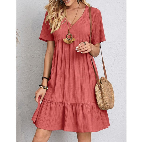 Sommer lose beiläufige Kurzarm-Taille elegantes Kleid m300029 