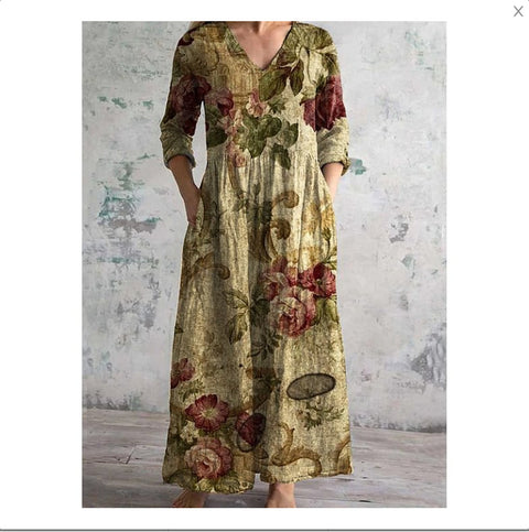 3D printing summer casual loose long-sleeved dress m301729