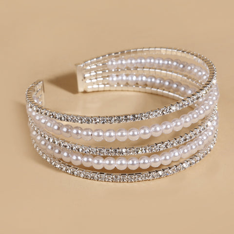 Metall mehrlagige Diamant-Perlenklauenkette für Damen M3331117