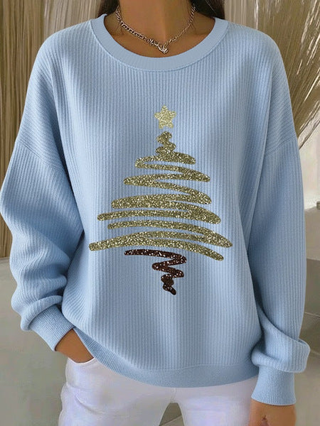 Loose outer wear lazy wind snowflake Christmas tree mix and match casual commuter sweater m302516-3