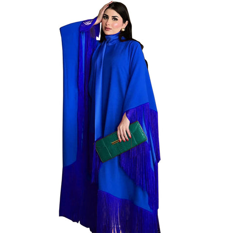 Damen Fledermausärmel Quaste High Fashion Kleid Partykleid m301183 